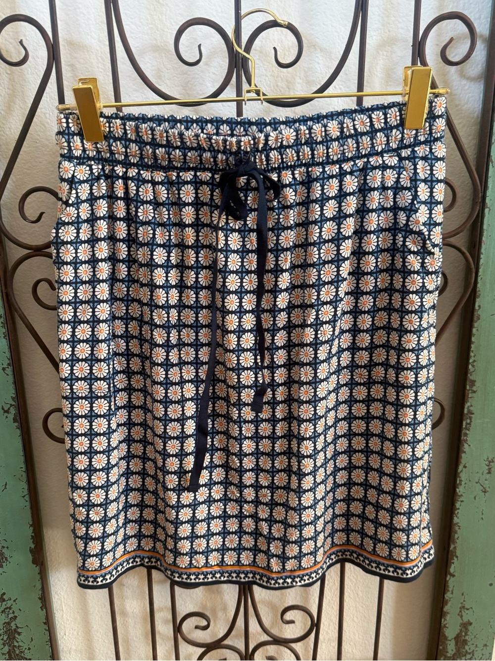 Max Studio Blue White Tile Print Mini Skirt Size S NWT